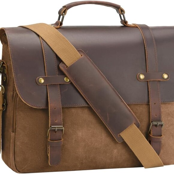 Premium Crazy Horse Leather Vintage Messenger Bag, Spacious and Functional - Picture 1 of 7